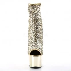 Pleaser ADORE-1008SQ Gold Sequins/Gold Chrome Ankle Boot Boots