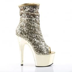 Pleaser ADORE-1008SQ Gold Sequins/Gold Chrome Ankle Boot Boots 12 Pleaser ADORE-1008SQ Gold Sequins/Gold Chrome Ankle Boot Boots