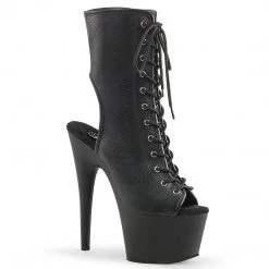 Pleaser ADORE-1016 Black Faux Leather Ankle Boot Boots