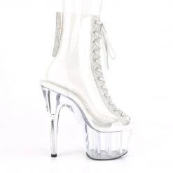 Pleaser Boots ADORE-1016C-2 Clear-Rhinestone/Clear Ankle Boot