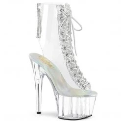 Pleaser Boots ADORE-1016C-2 Clear-Rhinestone/Clear Ankle Boot