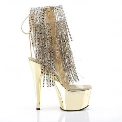 Pleaser Boots ADORE-1017RhinestoneF Clear-Gold/Gold Chrome Ankle Boot