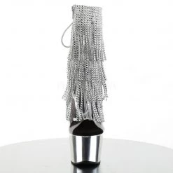 Pleaser ADORE-1017RhinestoneF Clear-Silver/Silver Chrome Ankle Boot