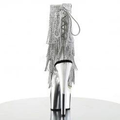 Pleaser ADORE-1017RhinestoneF Clear-Silver/Silver Chrome Ankle Boot