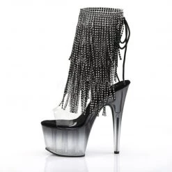 Pleaser ADORE-1017RhinestoneFT Clear-Black Ankle Boot