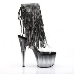 Pleaser ADORE-1017RhinestoneFT Clear-Black Ankle Boot