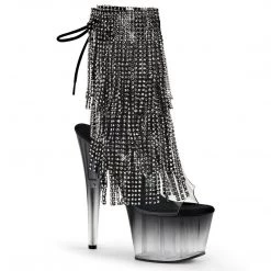 Pleaser ADORE-1017RhinestoneFT Clear-Black Ankle Boot