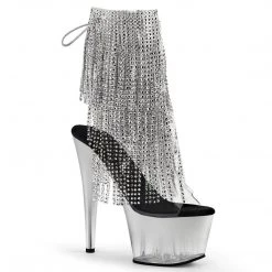 Pleaser Boots ADORE-1017RhinestoneFT Clear-Silver/Silver Ankle Boot