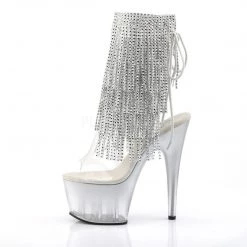 Pleaser Boots ADORE-1017RhinestoneFT Clear-Silver/Silver Ankle Boot