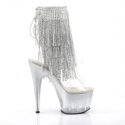 Pleaser Boots ADORE-1017RhinestoneFT Clear-Silver/Silver Ankle Boot