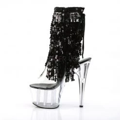 Pleaser Boots ADORE-1017SQF Clear-Black Holo/Clear Ankle Boot