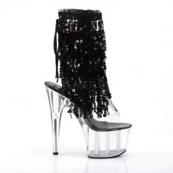 Pleaser Boots ADORE-1017SQF Clear-Black Holo/Clear Ankle Boot