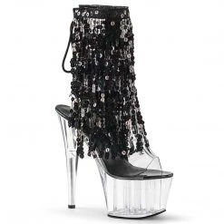 Pleaser Boots ADORE-1017SQF Clear-Black Holo/Clear Ankle Boot