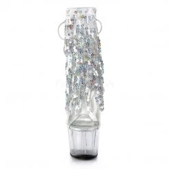 Pleaser ADORE-1017SQF Clear-Sliver Holo/Clear Ankle Boot