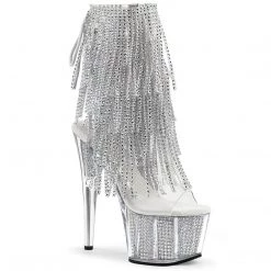 Pleaser Boots ADORE-1017SRS Clear-Silver Rhinestone/Silver SRS Ankle Boot
