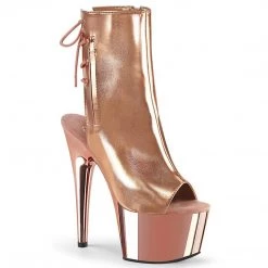 Pleaser ADORE-1018 Rose Gold Metallic Pu/Rose Gold Chrome Ankle Boot Boots