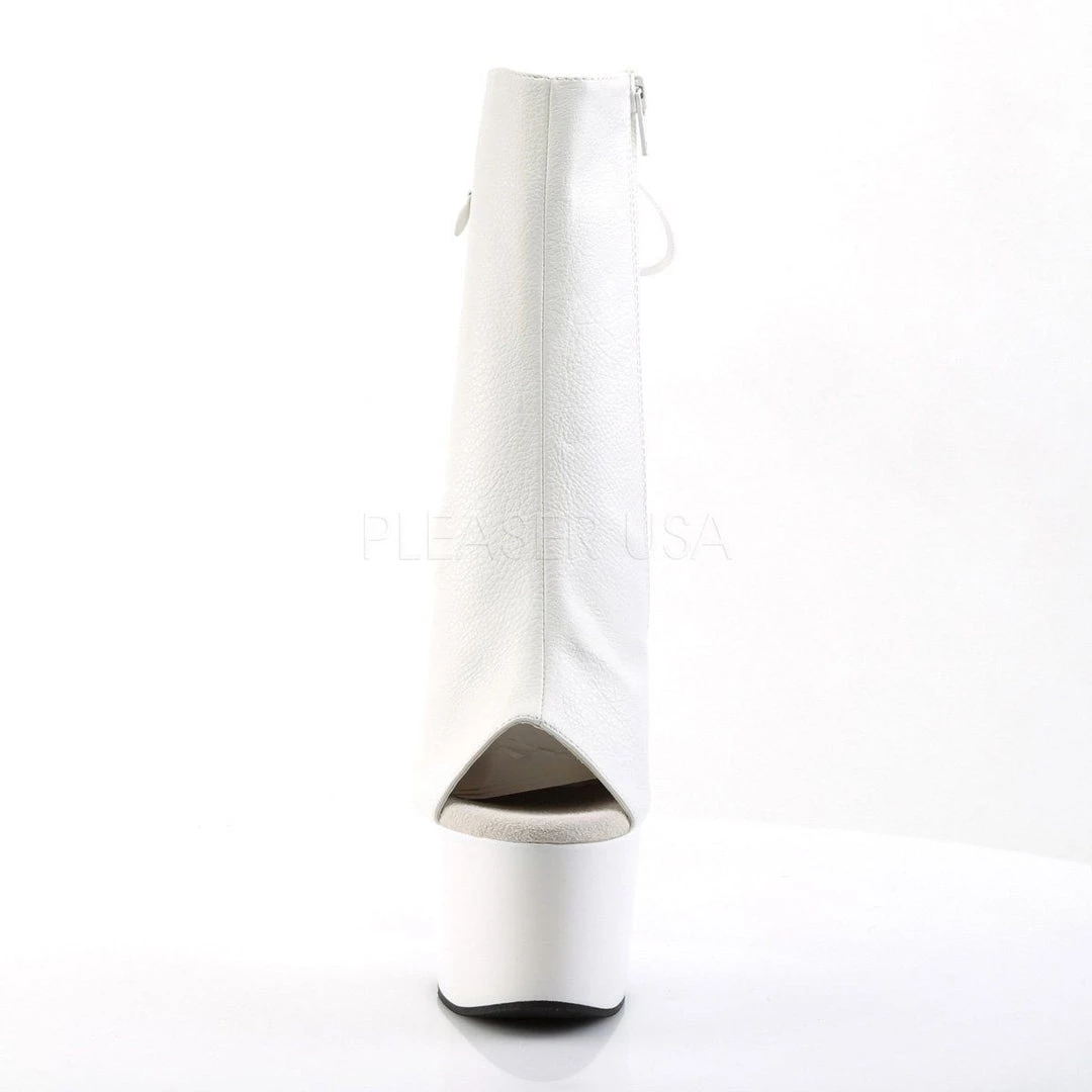 Pleaser ADORE-1018 White Faux Leather Ankle Boot 4 Pleaser ADORE-1018 White Faux Leather Ankle Boot