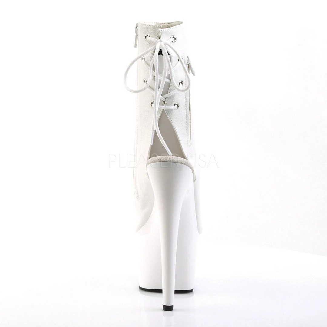 Pleaser ADORE-1018 White Faux Leather Ankle Boot 6 Pleaser ADORE-1018 White Faux Leather Ankle Boot
