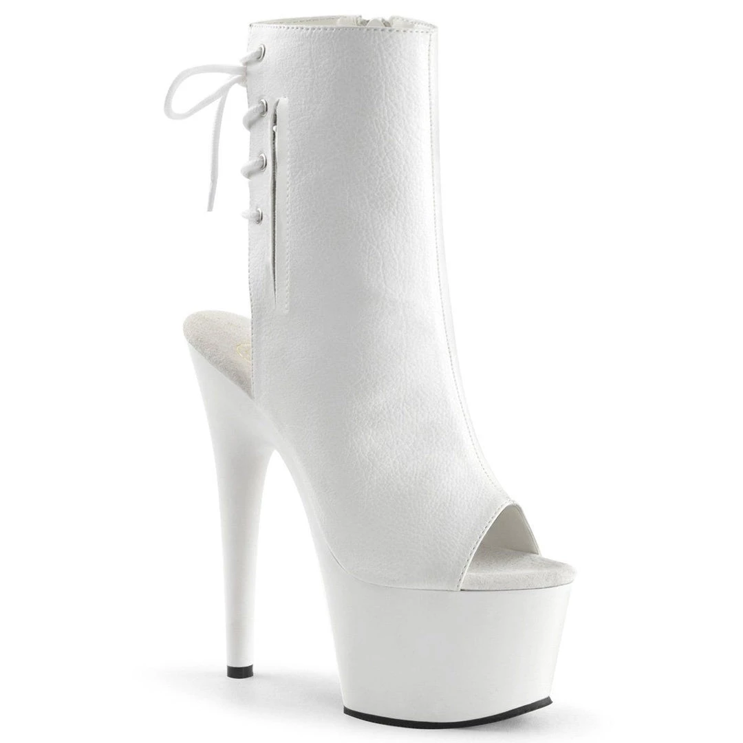 Pleaser ADORE-1018 White Faux Leather Ankle Boot 8 Pleaser ADORE-1018 White Faux Leather Ankle Boot