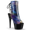 Pleaser Boots ADORE-1018C-COSMOS Blue-Purple TPU/Black Ankle Boot