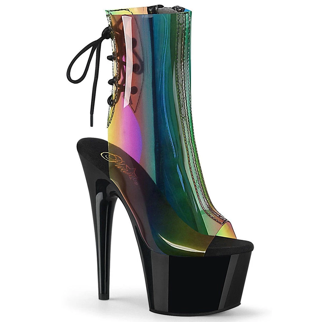 Pleaser ADORE-1018C-RB Rainbow PVC/Black Ankle Boot 4 Pleaser ADORE-1018C-RB Rainbow PVC/Black Ankle Boot