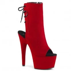 Pleaser ADORE-1018FS Red Faux Suede/Red Faux Suede Ankle Boot Boots