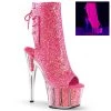 Pleaser Boots ADORE-1018G Neon Pink Glitter/Neon Pink Glitter Ankle Boot