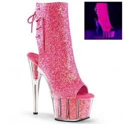 Pleaser Boots ADORE-1018G Neon Pink Glitter/Neon Pink Glitter Ankle Boot