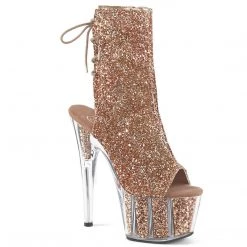 Pleaser Boots ADORE-1018G Rose Gold Glitter/Rose Gold Glitter Ankle Boot