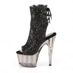 Pleaser ADORE-1018GT Black Glitter/Smoke Tinted Ankle Boot 10 Pleaser ADORE-1018GT Black Glitter/Smoke Tinted Ankle Boot