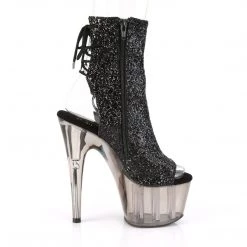 Pleaser ADORE-1018GT Black Glitter/Smoke Tinted Ankle Boot 12 Pleaser ADORE-1018GT Black Glitter/Smoke Tinted Ankle Boot
