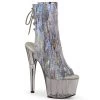 Pleaser ADORE-1018HCT Clear-Silver Hologram TPU/Smoke Tinted Ankle Boot Boots