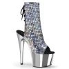 Pleaser ADORE-1018MSC Silver Hologram/Silver Chrome Ankle Boot Boots