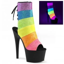 Pleaser ADORE-1018RBG Rainbow Multi Glitter Ankle Boot