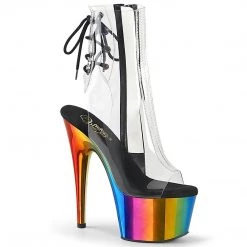 Pleaser Boots ADORE-1018RC Clear/Rainbow Chrome Ankle Boot