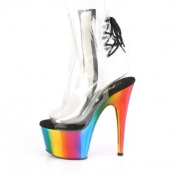 Pleaser Boots ADORE-1018RC Clear/Rainbow Chrome Ankle Boot