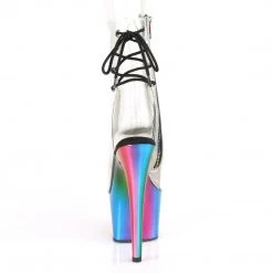 Pleaser Boots ADORE-1018RC Clear/Rainbow Chrome Ankle Boot