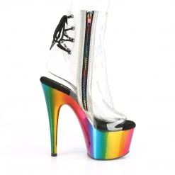 Pleaser Boots ADORE-1018RC Clear/Rainbow Chrome Ankle Boot