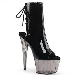 Pleaser ADORE-1018T Black Patent/Smoke Tinted Ankle Boot