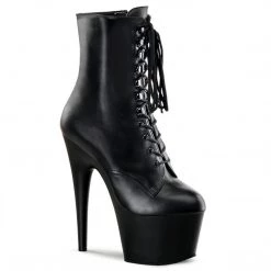 Pleaser ADORE-1020 Black Leather Ankle Boot Boots