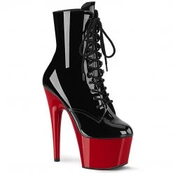 Pleaser Boots ADORE-1020 Black Patent/Red Ankle Boot