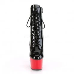 Pleaser Boots ADORE-1020 Black Patent/Red Ankle Boot