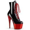 Pleaser ADORE-1020 Black Patent/Red Chrome Ankle Boot Boots