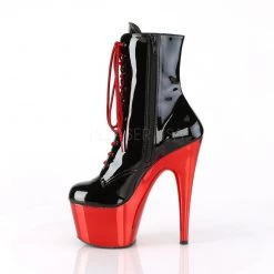 Pleaser ADORE-1020 Black Patent/Red Chrome Ankle Boot Boots