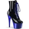 Pleaser ADORE-1020 Black Patent/Royal Blue Chrome Ankle Boot Boots 1 Pleaser ADORE-1020 Black Patent/Royal Blue Chrome Ankle Boot Boots