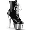 Pleaser ADORE-1020 Black Patent/Silver Chrome Ankle Boot 1 Pleaser ADORE-1020 Black Patent/Silver Chrome Ankle Boot