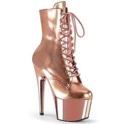 Pleaser Boots ADORE-1020 Rose Gold Metallic Pu/Rose Gold Chrome Ankle Boot