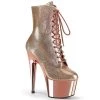 Pleaser ADORE-1020 Rose Gold Textured Metallic/Rose GoldChrome Ankle Boot Boots