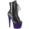 Pleaser ADORE-1020BP Black Faux Leather/Blue-Purple Ombre Ankle Boot