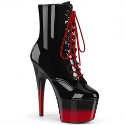 Pleaser ADORE-1020BR-H Black Patent-Red Ankle Boot Boots